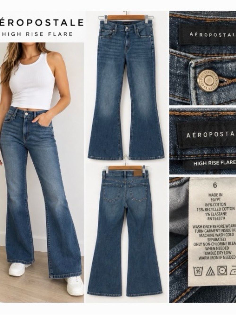 Aeropostale High-Rise Wide-Leg Jeans - Blue